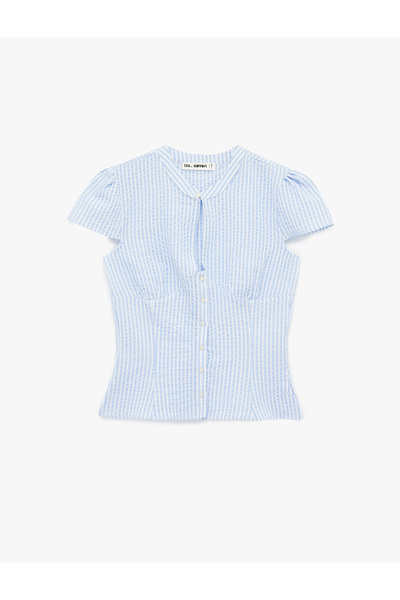 Koton Сорочка з вафельної тканини з приталеним кроєм і короткими рукавами на ...