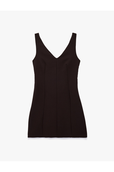 Koton Slim Fit A-Line Sleeveless V-Neck Mini Dress