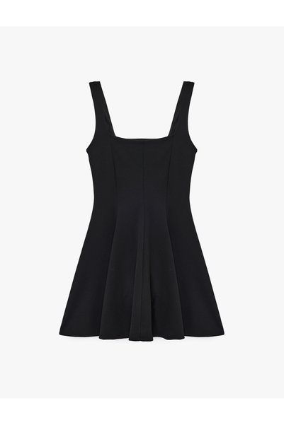 Koton Crepe Scuba Fabric Black Women's Dress 6Sak80265Ek