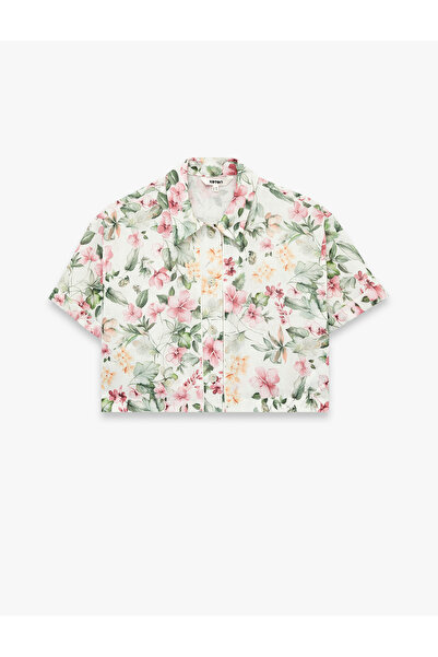 Koton Regular Fit Short Sleeve Floral Crop Shirt