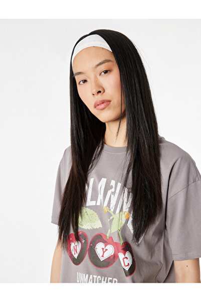 Koton Comfortable Fit Short Sleeve Cherry Print Crew Neck T-Shirt