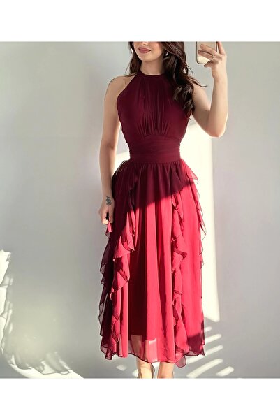 LATEANA Fahsion Senhier Dress Soft Chiffon