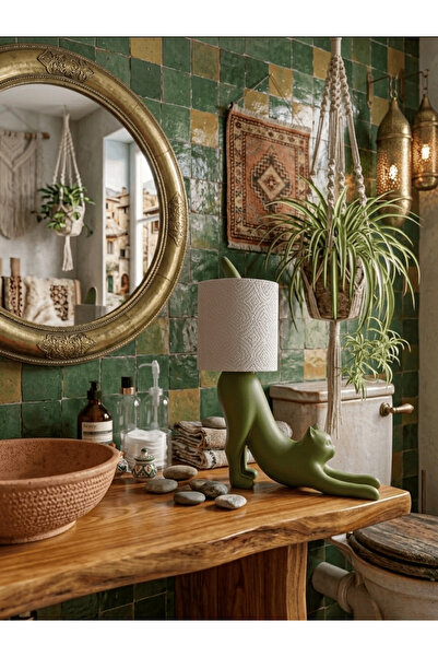 Dumledo Green Stretching Cat Toilet Paper Holder |   Decorative Toilet Paper ...