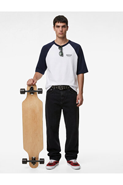 Koton Regular Fit Color Blocked Short Sleeve Crew Neck Cotton Printed T-Shirt