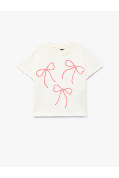 Koton Tricou din bumbac cu mânecă scurtă, cu detaliu de broderie