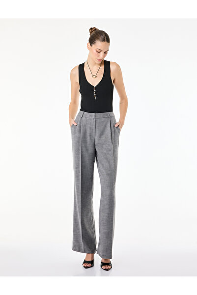 Koton Pocket Detailed Viscose Blend High Waist Palazzo Fabric Trousers