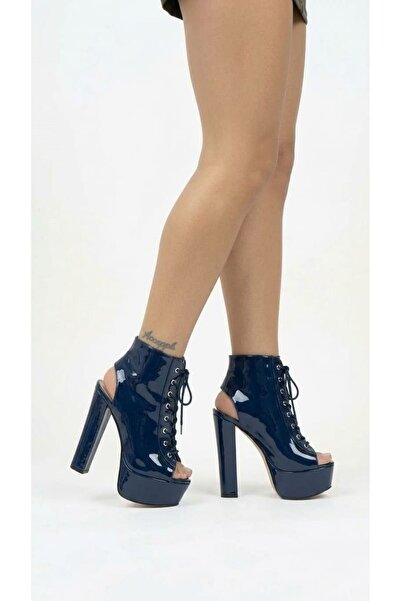 Tarz Topuklar Γυναικεία παπούτσια Elara Navy Blue λουστρίνι με πλατφόρμα και ...