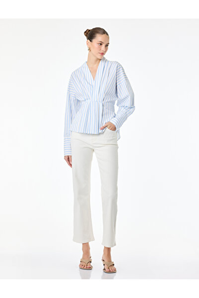 Koton Regular Waist Slim Fit Cotton Buttoned Short Spanish Flare Pants - Kick...