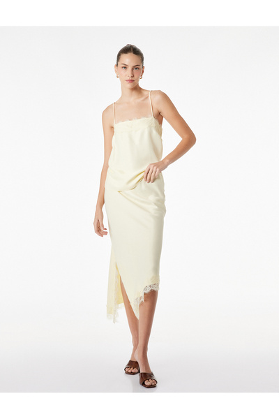 Koton Lace Detailed Thin Strap Satin Blouse