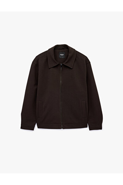 Koton Regular Fit Long Sleeve Pocketed Shirt Collar Zipper Jacket