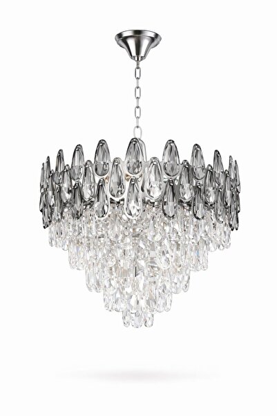 ecodesignline Luxe Kristal Avize – Füme Damla Üst Kristal & Şeffaf Kedi Dili ...
