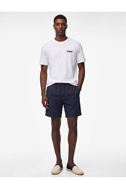 Koton Short Sleeve Crew Neck Cotton Embroidered T-Shirt with Printed Back