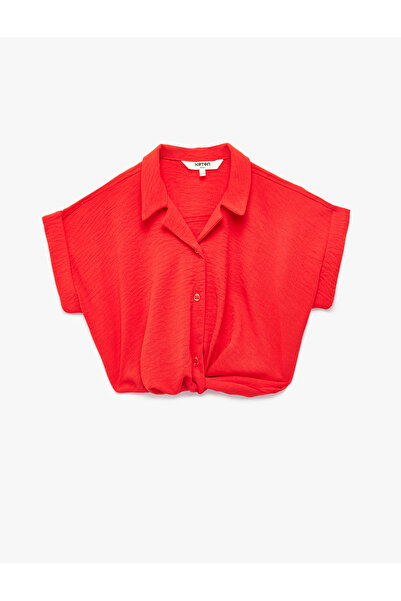 Koton Buttoned Sleeveless Crop Shirt with Tie Detail