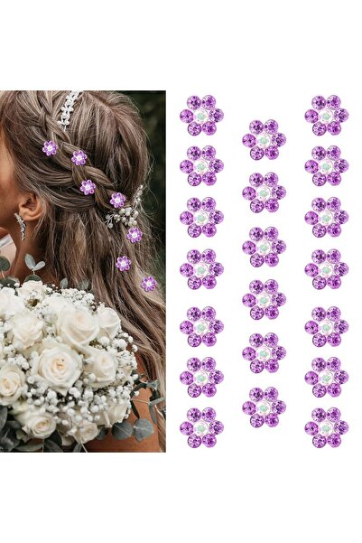 Arabest 20 Pcs Small Purple Flower Hair Clips,Stylish Floral Hair Pins,Hair S...