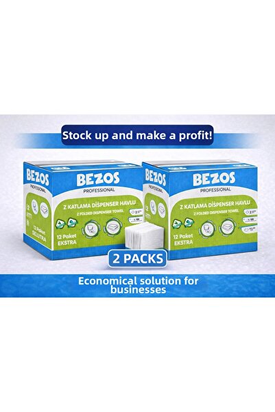 Twin Store Bezos Z Foldable Dispenser Towel 2 Layers 20X22 cm Cellulose 2 Box...