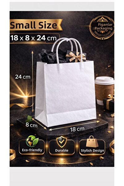 figanlar ambalaj Hârtie albă geantă Dimensiune mică 18x8x24 cm cu curele Cuti...
