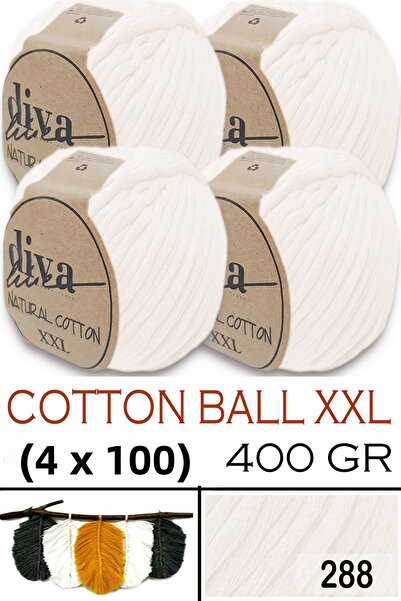 Diva İplik Natural Cotton XXL - 4 mm Taranabilir Macramé Thread -288 Ecru (Pa...