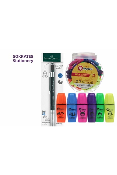 Faber قلم فاريو الفاخر ذو الجسم الفولاذي 0.7 متعدد الاستخدامات + قلم تحديد صغ...