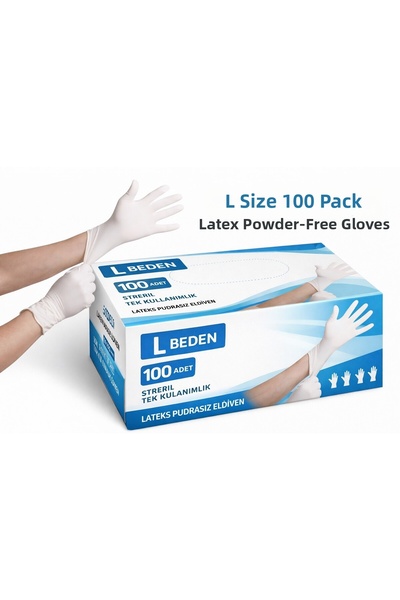 sylar Latex Powder-Free Gloves Size L 1 Box of 100 – Disposable Elastic Exami...