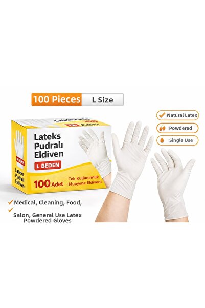 sylar Latex Powdered Gloves Size L 1 Box of 100 Disposable Examination Gloves...