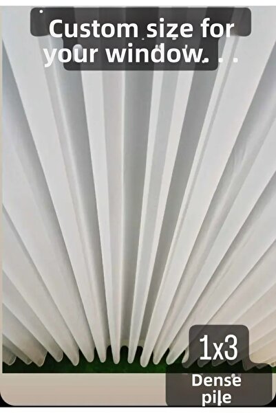 Brillant Perdea din tul din bambus natural, 1x3, cu pliuri dense, care nu nec...