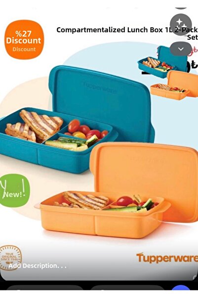 Tupperware Divided Nutrition 1 Lt 2 Packs the Colors in the Image