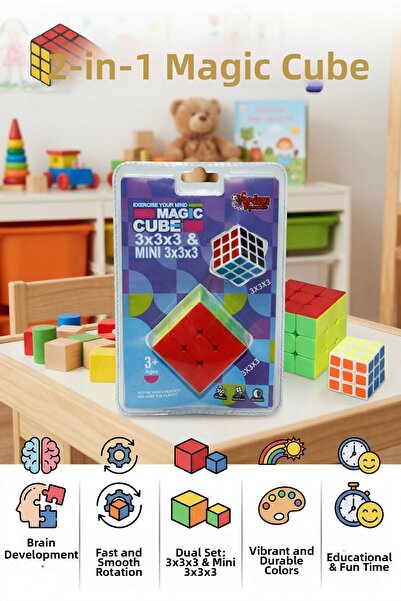 craftivio مجموعة مكعبات الذكاء مكونة من قطعتين - قياسية 3x3x3 وصغيرة الحجم 3x...