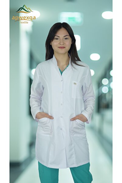 apwexqa tekstil سترة طويلة الأكمام ذات ياقة عالية الطول، مناسبة للأطباء والمم...