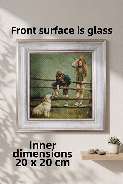 Asya Çerçeve Decorative Antique Patterned Square 20X20 Glass Plastic Photo Frame