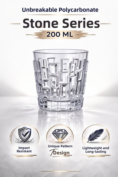 İstanbul Horeca Unbreakable Polycarbonate Stone Series Glass 200 ml Glass-Loo...
