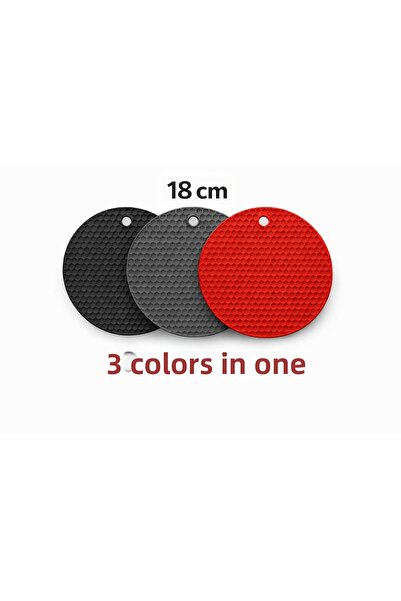 GRANİTLE İLERİ DÖNÜŞÜM 18 cm Silicone Trivet Set of 3 (Black-Red-Gray) |   He...