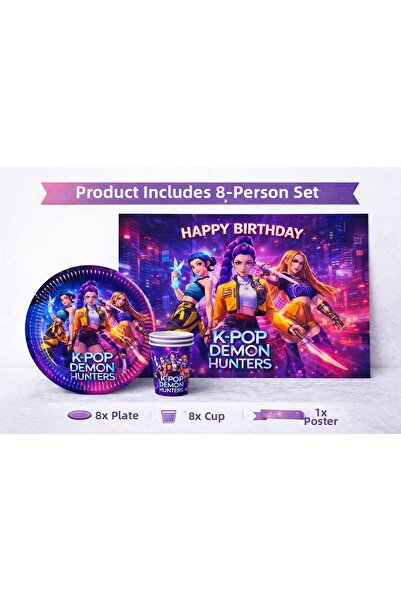 HAPPYLOOPPARTY Kpop Demon Hunters Hunter Themed Poster for 8 People Birthday ...
