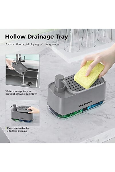 ARVALE 2-in-1 Soap Dispenser and Automatic Dishwashing Sponge Detergent Dispe...