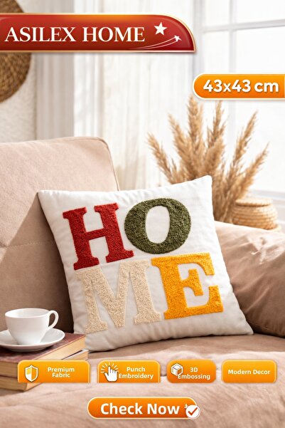 Asilex Home Collection Διακοσμητικό κάλυμμα μαξιλαριού με ανάγλυφο κέντημα Pu...