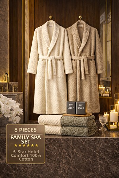 MUK's Σετ μπουρνούζια 8 τεμαχίων, 100% βαμβακερά, πολυτελείας, με ειδική τσάντα