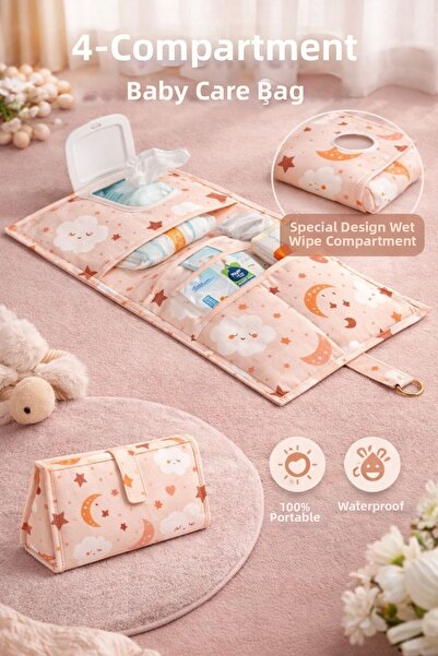 MorBebe حقيبة العناية بالطفل - حقيبة العناية بالطفل (وردي) مقاس 24 × 44