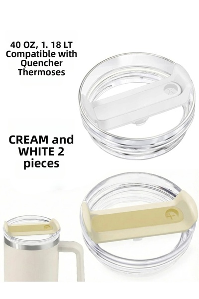 Stanley Quencher 40 oz 1.18 Lt Compatible Thermos Lid with Straw - Cream and ...