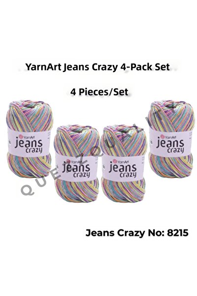 Yarnart Yarn Art Jeans Crazy Hand Knitting Yarn 8215 Punch Yarn Set of 4