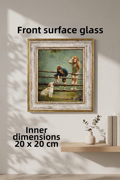 Asya Çerçeve Decorative Antique Patterned Square 20X20 Glass Plastic Photo Frame