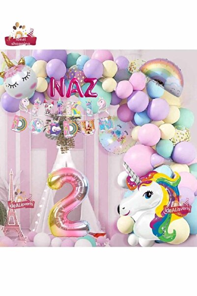 BKMC PARTY 3 Letter 2 Year Old Unicorn Themed Happy Birthday Macarons Balloon...
