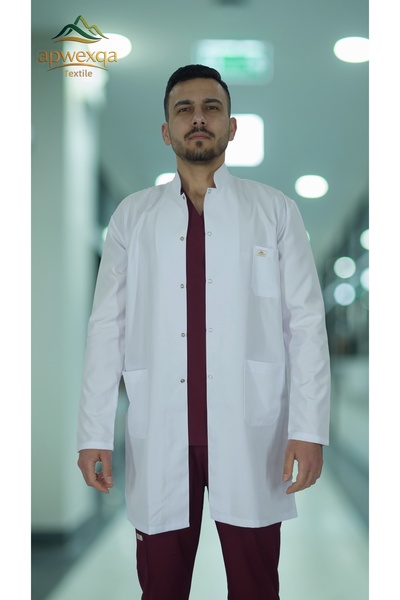 apwexqa tekstil Men's Alpaca Judge Collar Long Sleeve Long Length Doctor Teac...