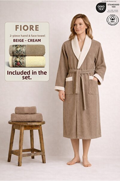 Ellaline 3 Piece Women's Contrast Bathrobe Set 100% Cotton +Fiore 2-Piece Cre...