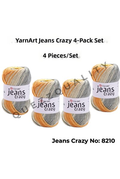 Yarnart Yarn Art Jeans Crazy Hand Knitting Yarn 8210 Punch Yarn Set of 4