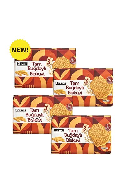 Harras Whole Wheat Biscuits 393 g X 4 Pieces - High Fiber Satisfying Snack Pack