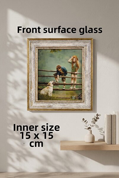 Asya Çerçeve Decorative Antique Patterned Square 15X15 Glass Plastic Photo Frame