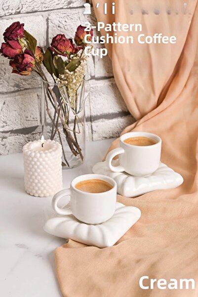 ARVALE طقم مونا 2 (4 قطع) وسادة موديل فنجان قهوة 90 مل لون أبيض |   فنجان قهو...