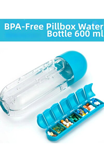 Generic Brand # Water Bottle with Pill Compartment, 100% Bpa-Free Medicine Bo...