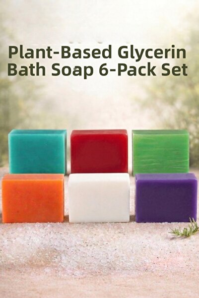 bermark مجموعة صابون حمام نباتي 100% بزيت النبات والجلسرين - 6 قطع من الصابون...