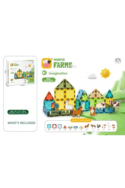 oydaş oyuncak مجموعة المزرعة المغناطيسية من ماجنيتيك فارمز، 52 قطعة، مكعبات م...