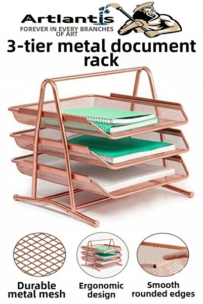 Artlantis Colorful Metal Document Rack 3 in 1 Pack Desktop A4 File Organizer ...